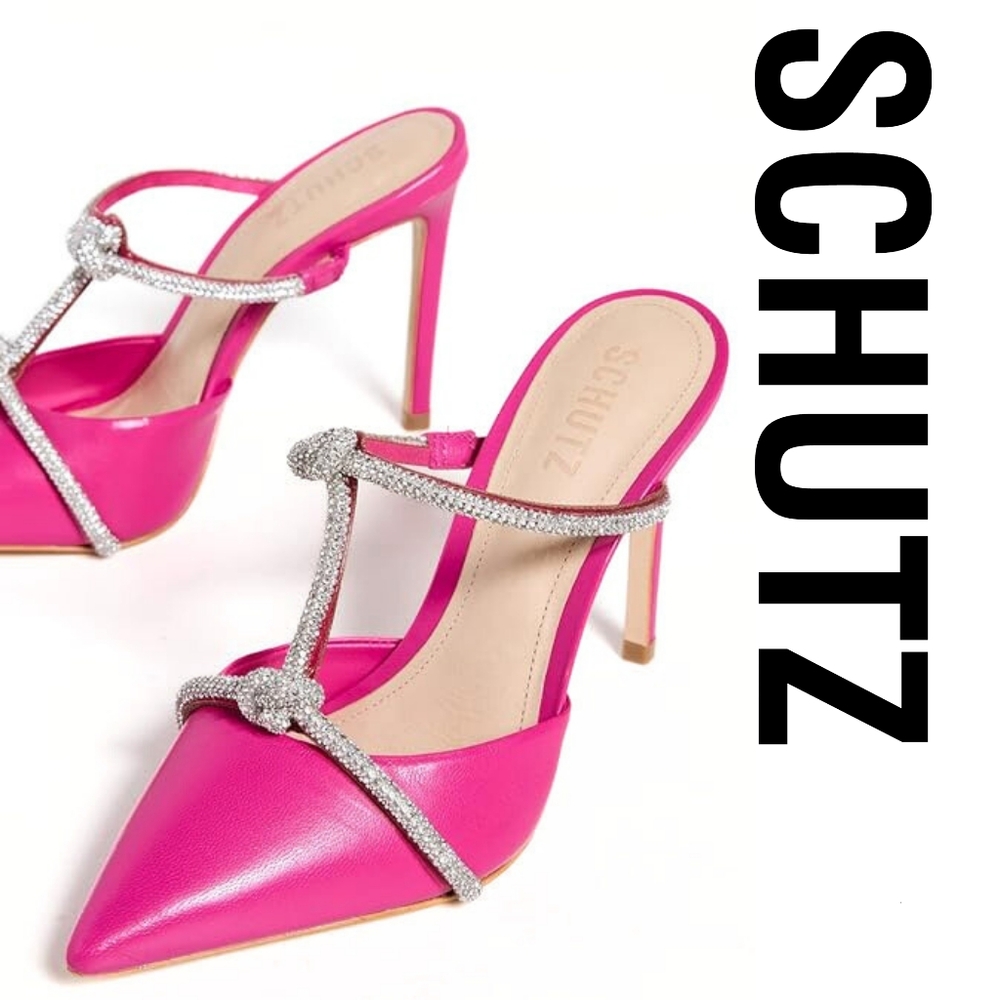 SCHUTZ  Women's Sylvie Heels Paradise Pink/Cristal 8 Medium US - Picture 4 of 6